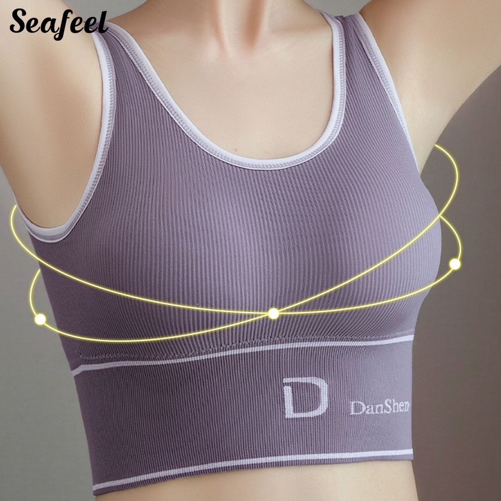 Áo Bra Thể Thao Màu Trơn Chữ U Không Đệm Ngực Chống Sốc Co Giãn Dành Cho Nữ