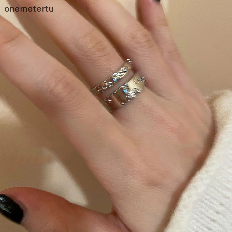 Set 2 Nhẫn Hở Mạ Bạc Đính Đá Phong Cách Punk Cổ Điển Dành Cho Nam Và Nữ