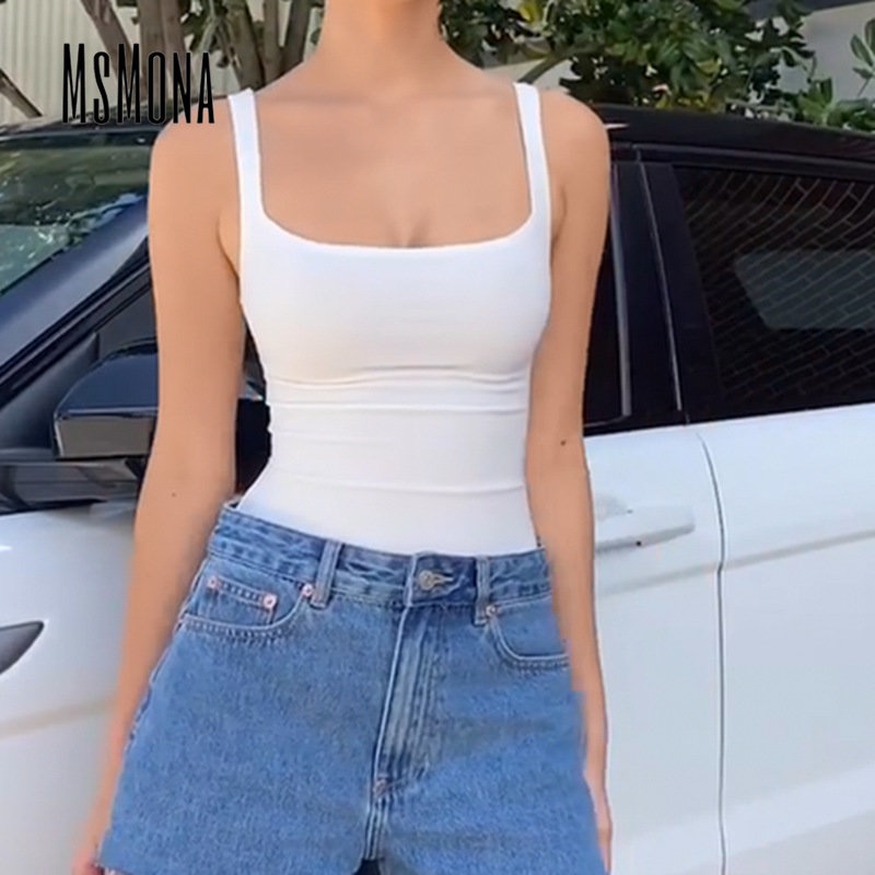 Áo Tank Top Hai Dây Màu Trơn Thời Trang 2023 Quyến Rũ Cho Nữ