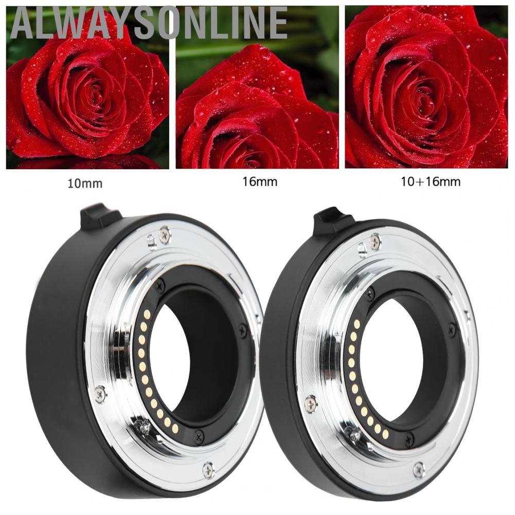 Alwaysonline 10mm 16mm Macro Autofocus Lens Adapter Ring for Olympus M4/3 Mount  Black