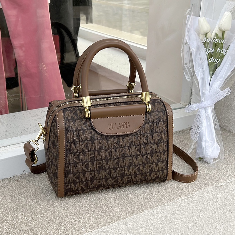 Túi Xách Boston Dạng Gối In Họa Tiết Cổ Điển Hợp Thời Trang Cho Nữ