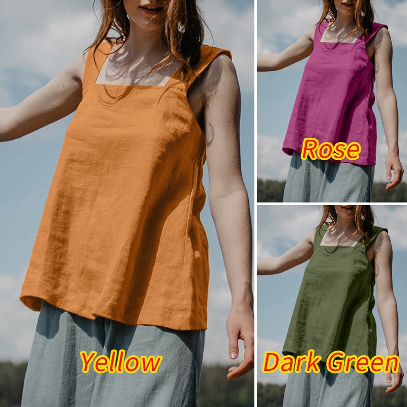 Zanzea Áo Nữ Không Tay Cổ Vuông Thời Trang Vintage