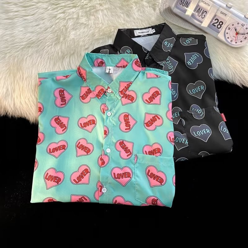 Áo Sơ Mi Tay Ngắn Dáng Rộng In Họa Tiết Hoa Thời Trang Hàn Quốc Cho Nam Và Nữ