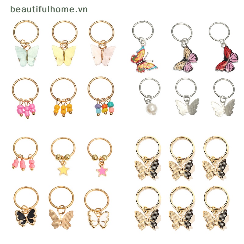 Set 6 Kẹp Tóc Kim Loại Hình Bướm / Ngôi Sao Thời Trang Cho Nữ