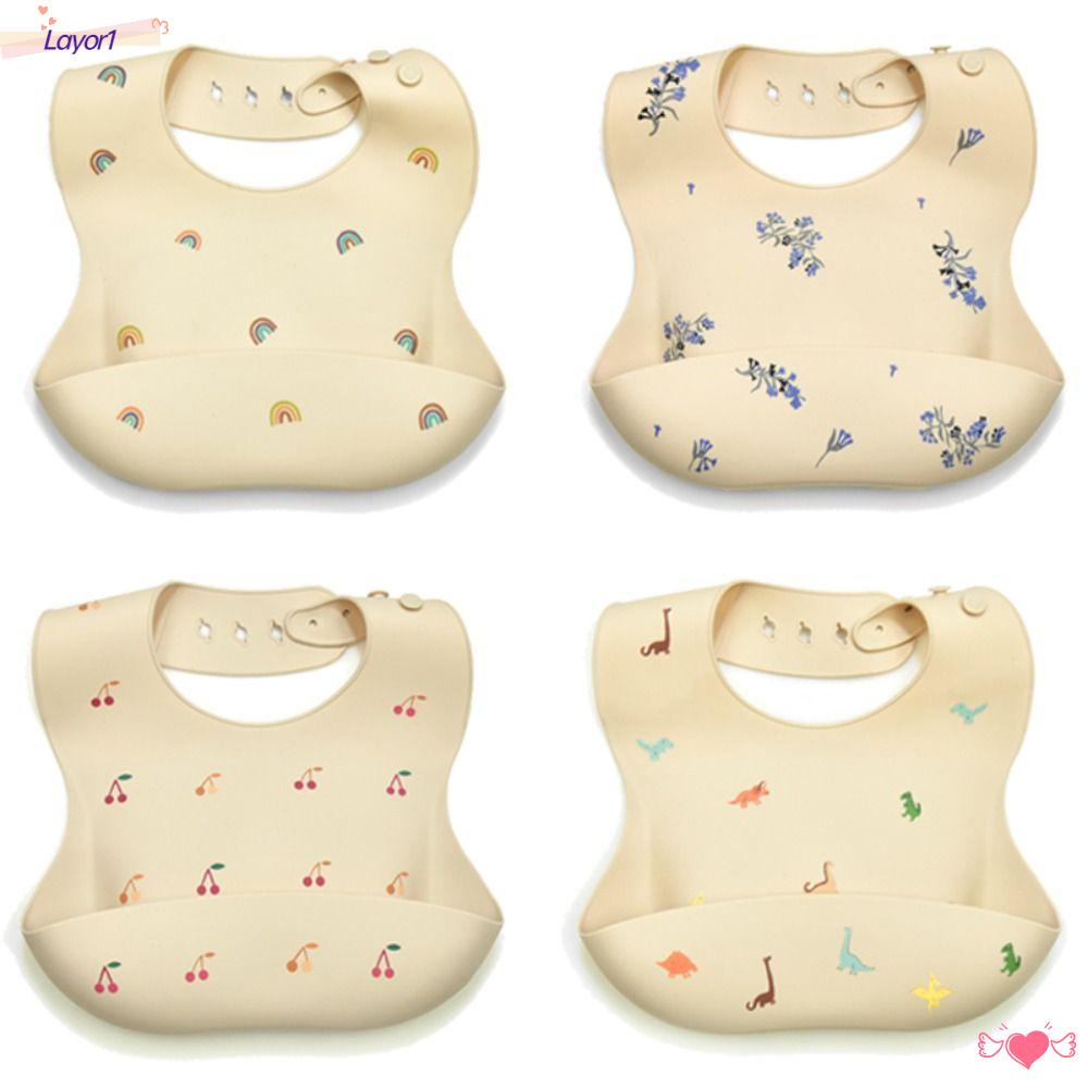 Yếm Ăn Bằng Silicone Chống Thấm Nước In Họa Tiết Thời Trang Tùy Chỉnh Kích Thước 1 Cái Cho Bé