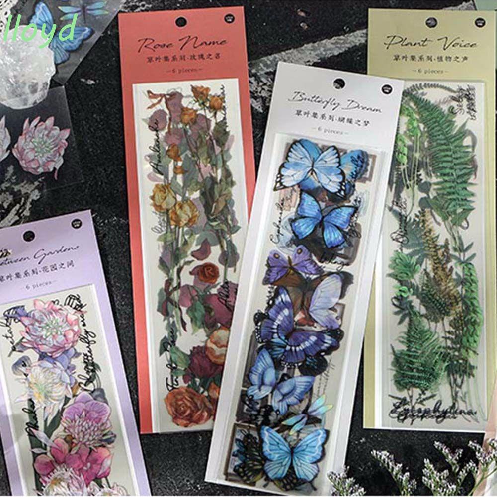 Sticker Dán Trang Trí Album Ảnh DIY Hình Hoa Lá Bướm Phong Cách Vintage