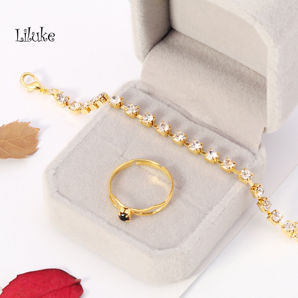 Bộ Vòng cổ + Vòng Đeo Tay + Nhẫn + Đôi Khuyên Tai Thiế