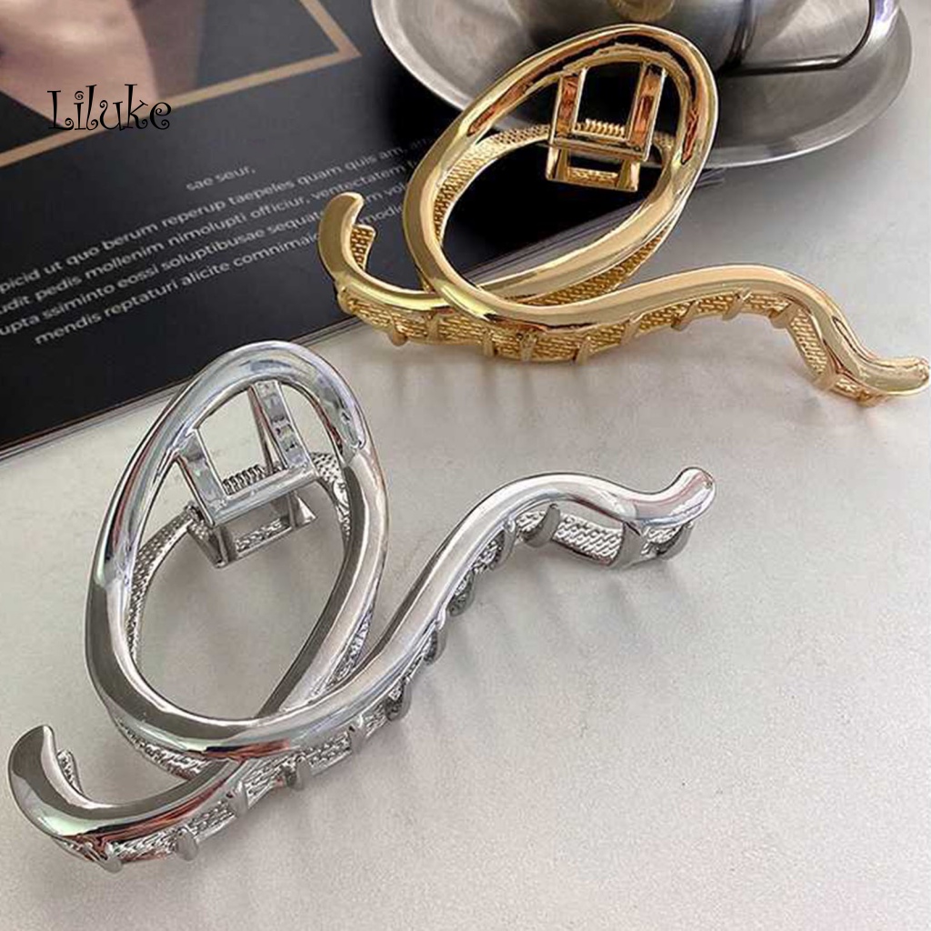 Kẹp Tóc Hợp Kim Mạ Vàng Chống Trượt Thiết Kế Rỗng Thanh Lịch Cho Nữ