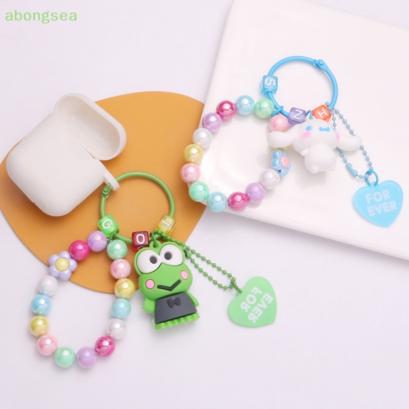 Abongsea Móc Khóa Silicon Màu Kẹo Ngọt Hình Chó Mèo Hoạt Hình Có Khối Lập Phương Cho Nữ