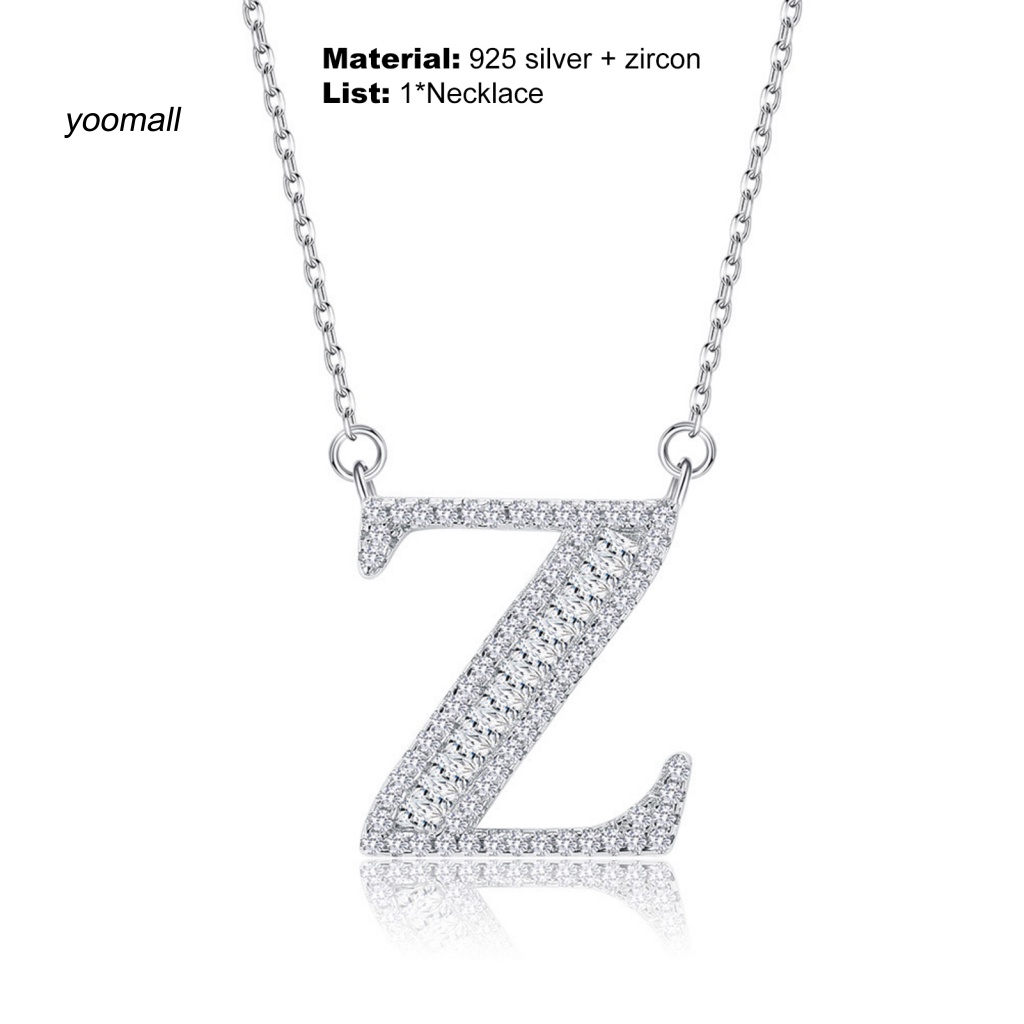 Vòng cổ Mạ Bạc Mặt Chữ Cái Đính Đá Zircon Sang Trọng Cho Nữ