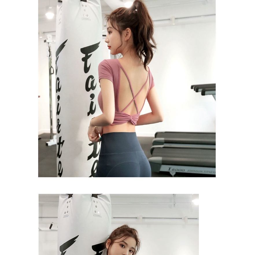 Áo Thun Thể Thao Tay Ngắn Dáng Ôm Hở Lưng Thời Trang Mùa Hè Cho Nữ