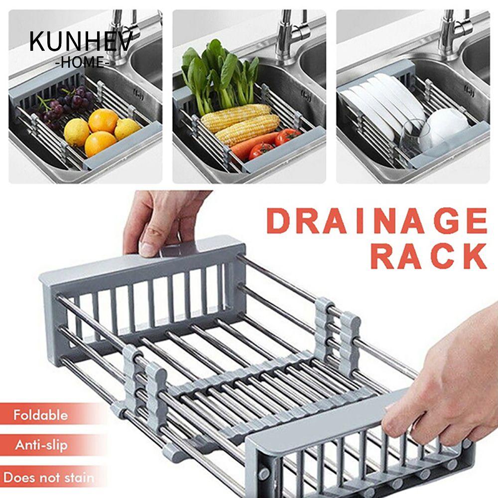 KUNHEV Rổ Rửa Rau Củ Quả Bằng Thép Không Gỉ Có Thể Gấp Gọn