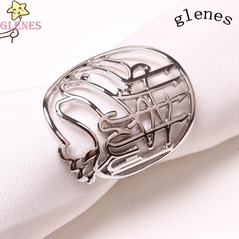 Bộ 3 Vòng Kẹp Khăn Ăn Bằng Hợp Kim In Chữ Lấp Lánh Tiện Dụng Cho Tiệc Cưới