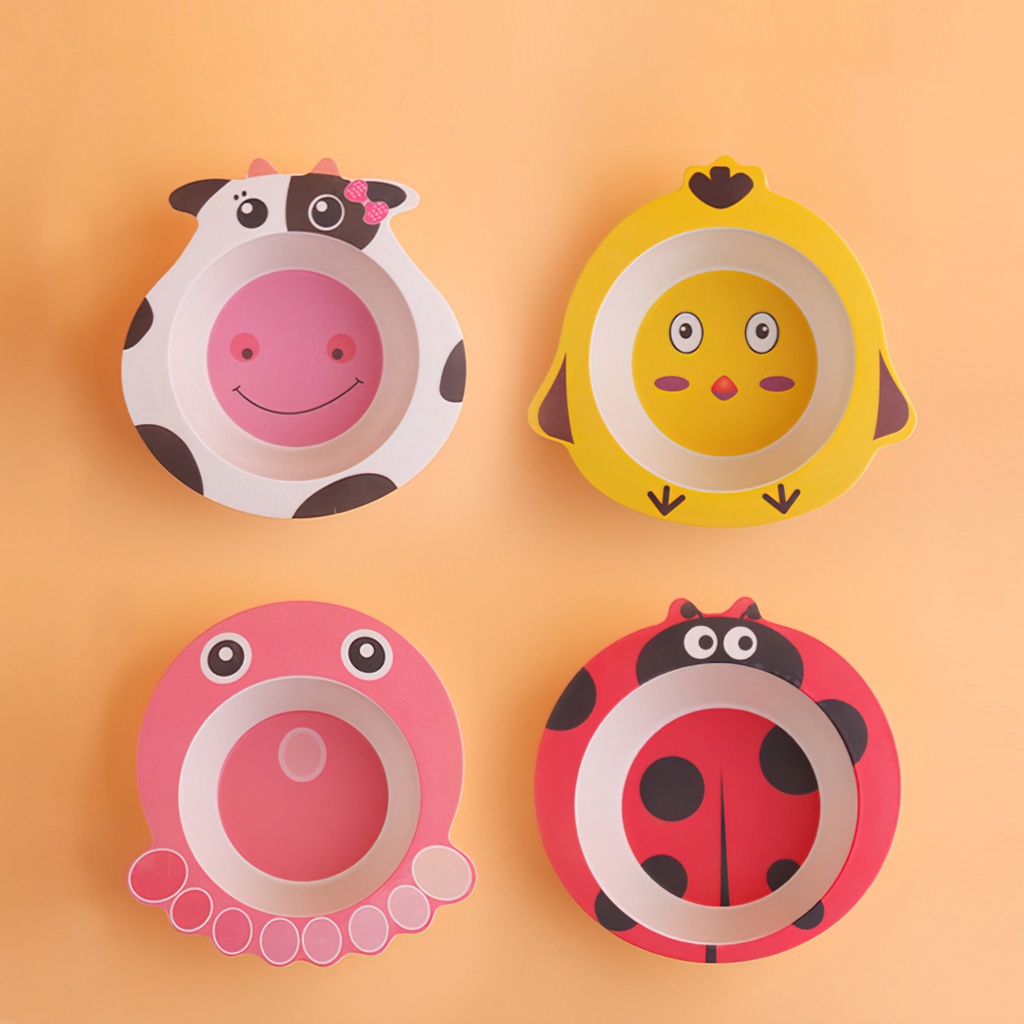 Bát chén ăn dặm lúa mạch hình con vật đáng yêu cho bé