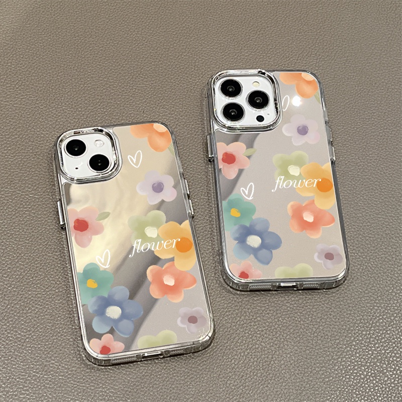 Ốp Điện Thoại Tráng Gương Họa Tiết Hoa Nhiều Màu Cho IPhone 11 12 13 14 12Pro 13Pro 14Pro Pro Max XR X XS Max