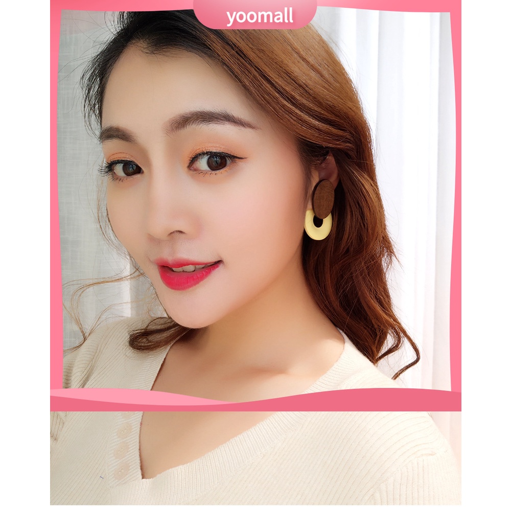 [YM] Khuyên Tai Dáng Dài Bằng Gỗ Thời Trang Cổ Điển Hình oval Dễ Phối Đồ Cá Tính Dành Cho Bạn Nữ