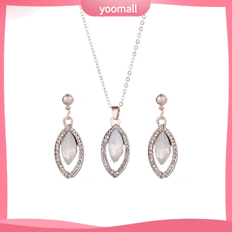 [YM] Bộ Vòng cổ Pha Lê Hình Giọt Nước Thời Trang Dành Cho Cô Dâu