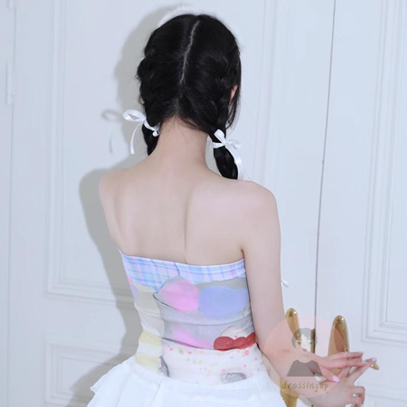 Áo Ống Cổ Thuyền Không Dây In Hình Thỏ Dễ Thương Cho Nữ