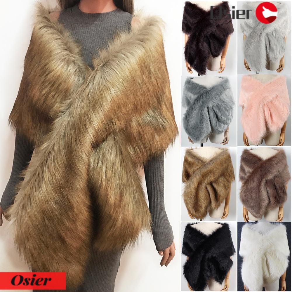 OSIER1 Khăn Choàng Cổ Bằng Lông Nhân Tạo Dày Dặn Thời Trang Thu Đông 1 Món Cho Nữ