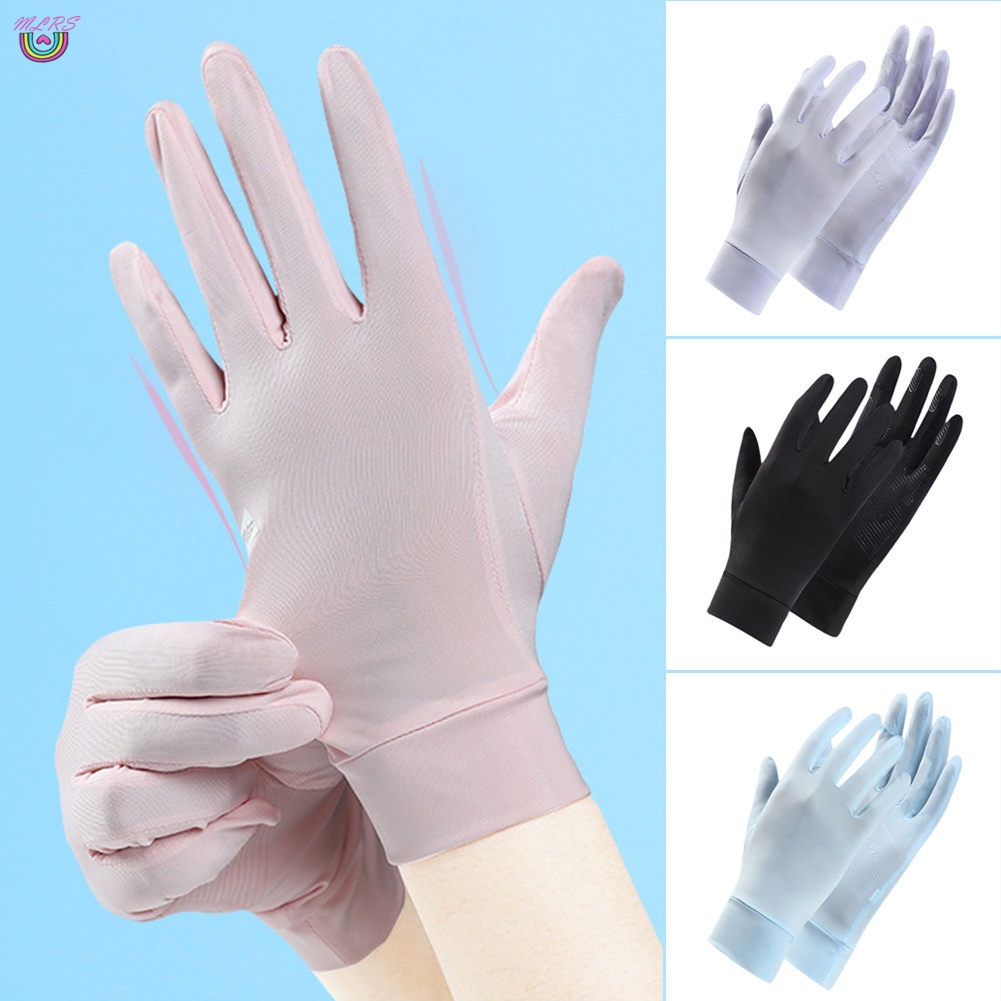 Găng Tay Chống Nắng Vải Lụa Mát Thoáng Khí Chống Trượt Thời Trang Mùa Hè Cho Nữ