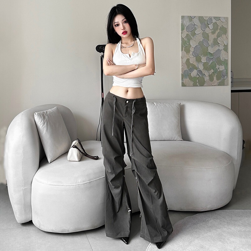 Kliou Quần Dài Dáng Rộng Lưng Cao Phong Cách Hip hop Thời Trang Mùa Hè 2023