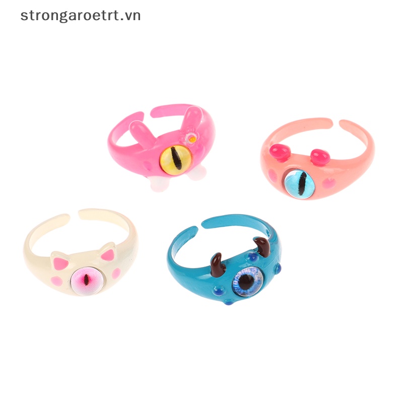 Nhẫn Cưới Dạng Hở Hình Mắt Mèo Màu Xanh Lá Dễ Thương Cho Cặp Đôi