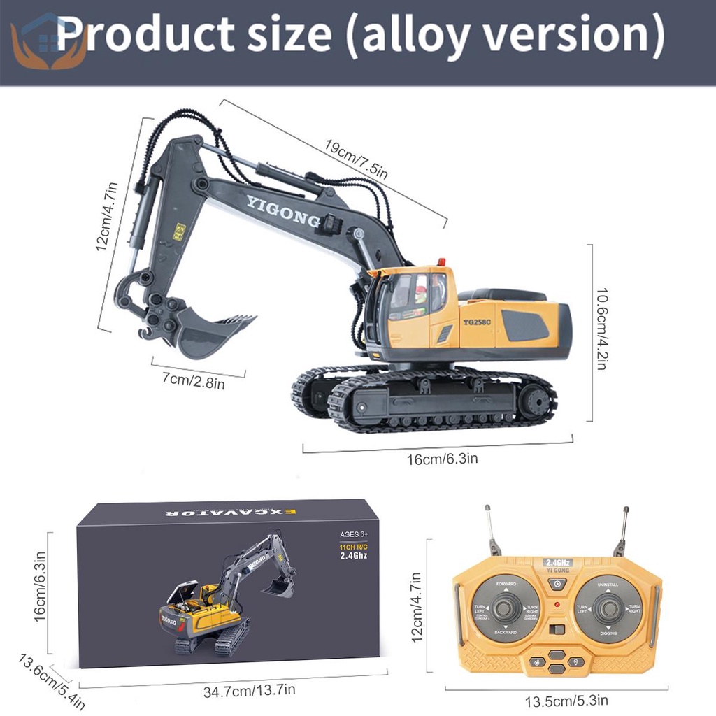 Máy Xúc Điều Khiển Từ Xa 2.4GHz 680 Cho Trẻ Em 1: 20° Xe Tải Xoay 11 Kênh SHOPTKC6503 11 Kênh