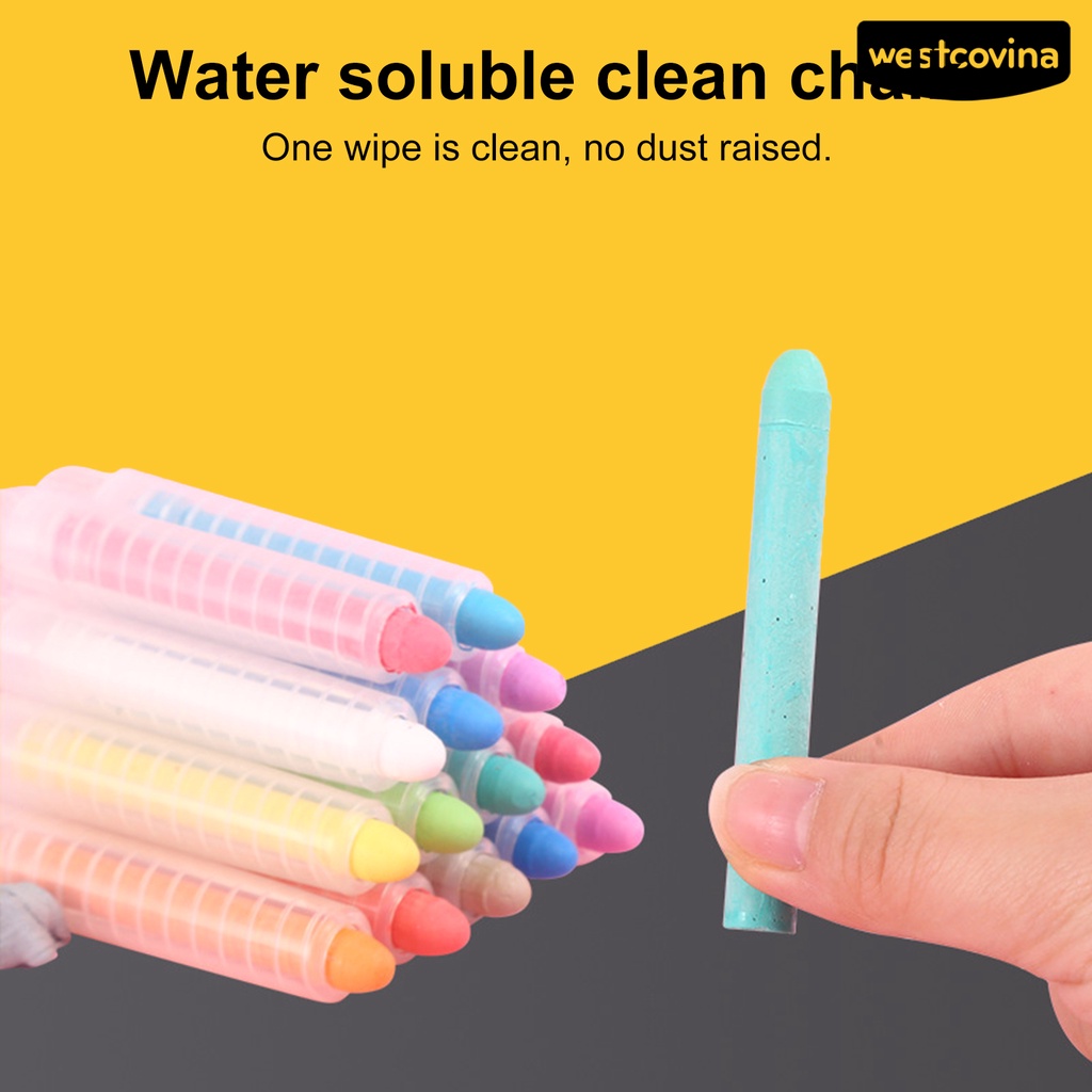 [WSTN] [WSTN]✎Set 12 Phấn Vẽ Graffiti 12 Màu Không Bụi Có Thể Giặt Được Kèm Vỏ Bọc Dành Cho Trẻ Em