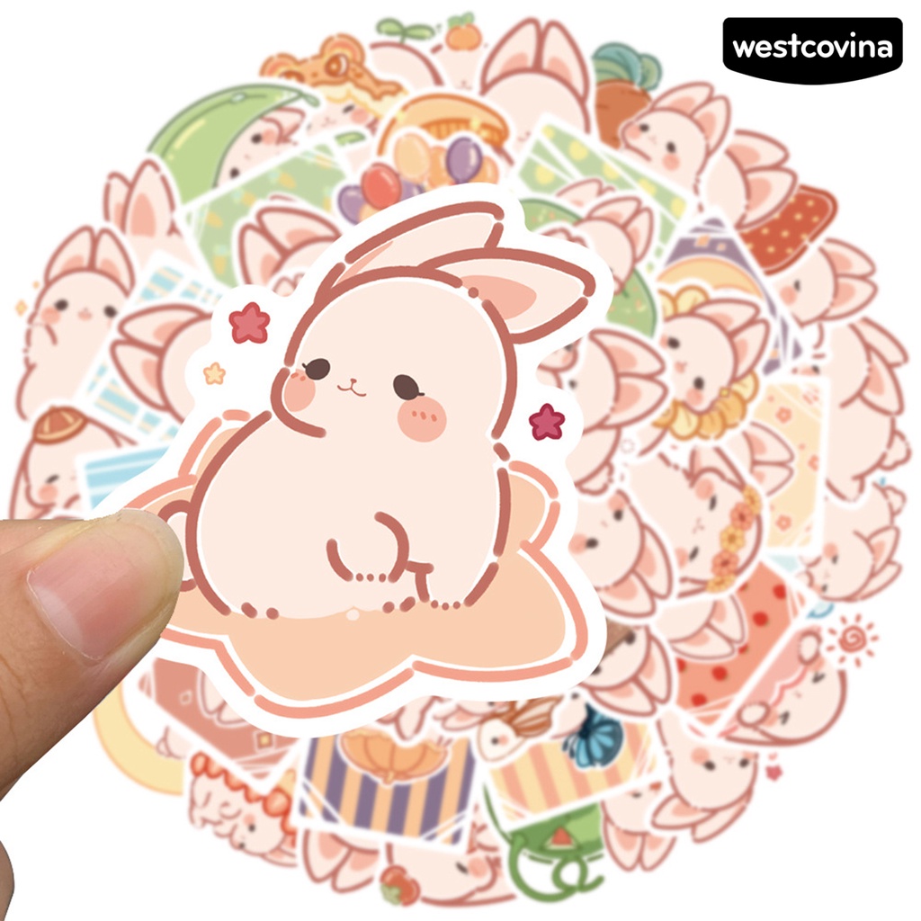 [WSTN]✎Bộ 50 Miếng Dán Họa Tiết Thỏ Hoạt Hình Graffiti Trang Trí Laptop Hành Lý