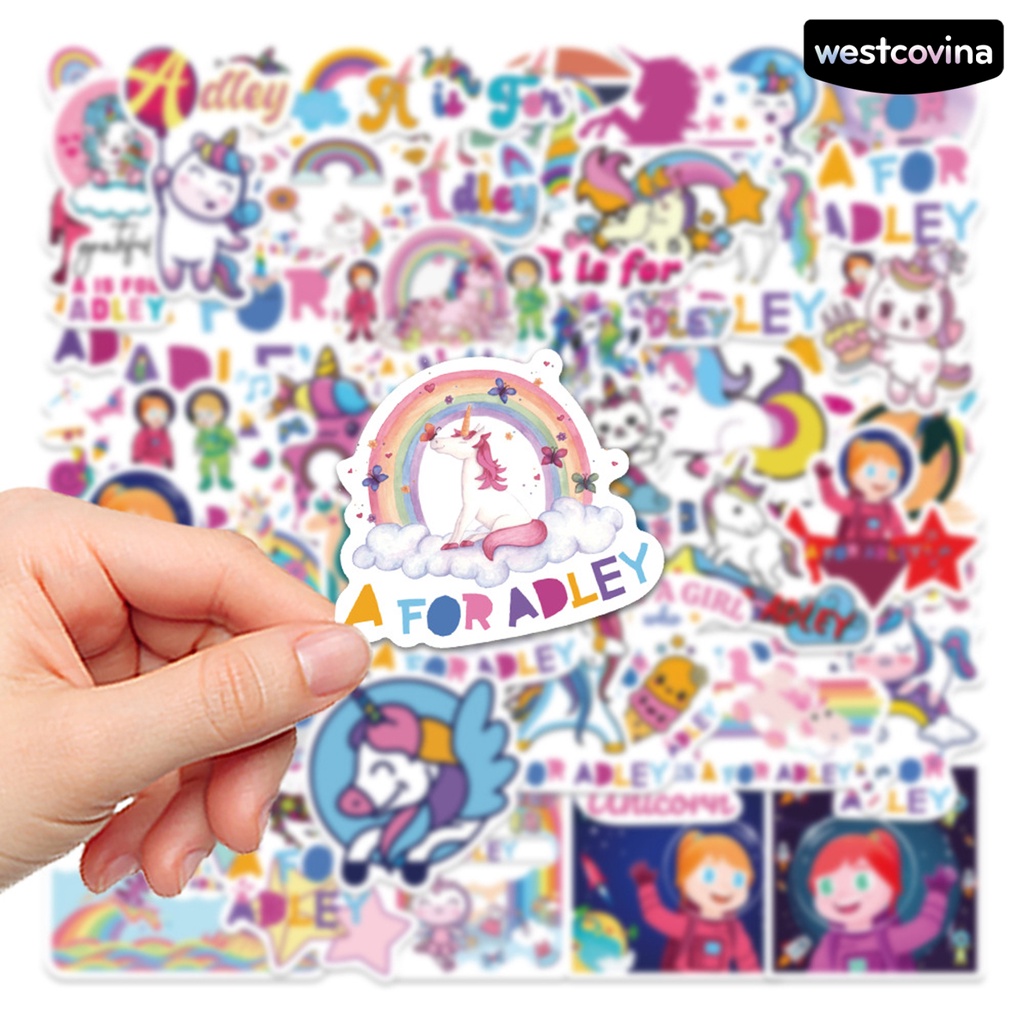 [WSTN]✎Bộ 50 Miếng Dán Hoạt Hình Tự Dính Chống Thấm Nước Không Để Lại Dấu Vết