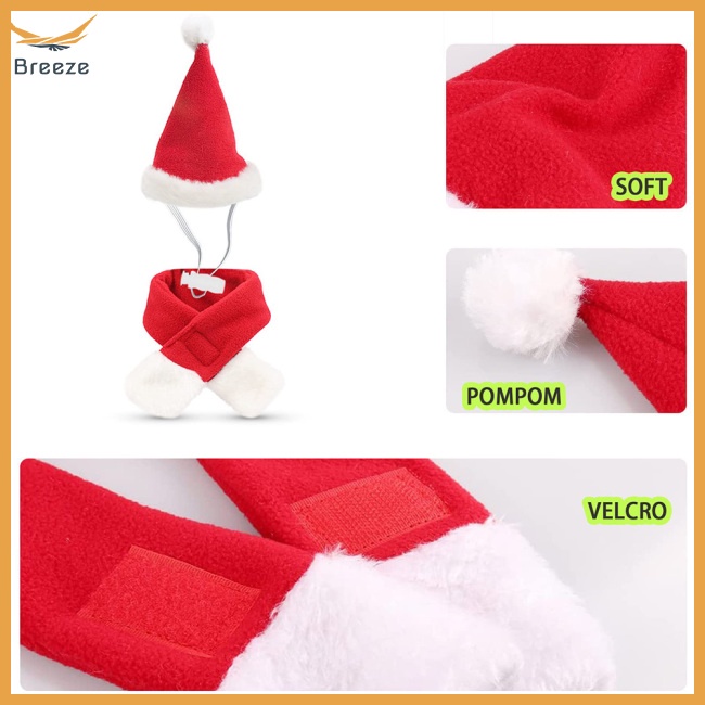 Set Khăn Choàng Cổ + Mũ Giáng Sinh Mềm Mại Thoải Mái Giữ Ấm Mùa Đông Cho Thú Cưng