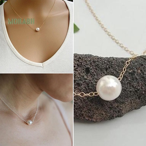 [Mok Abh] Vòng Cổ Choker Chất Liệu Hợp Kim Có Đính Ngọc Trai Giả Thời Trang