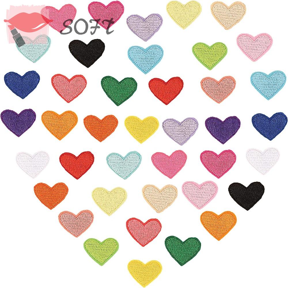 SOFTNESS Sticker Ủi Thêu Hình Trái Tim Nhiều Màu