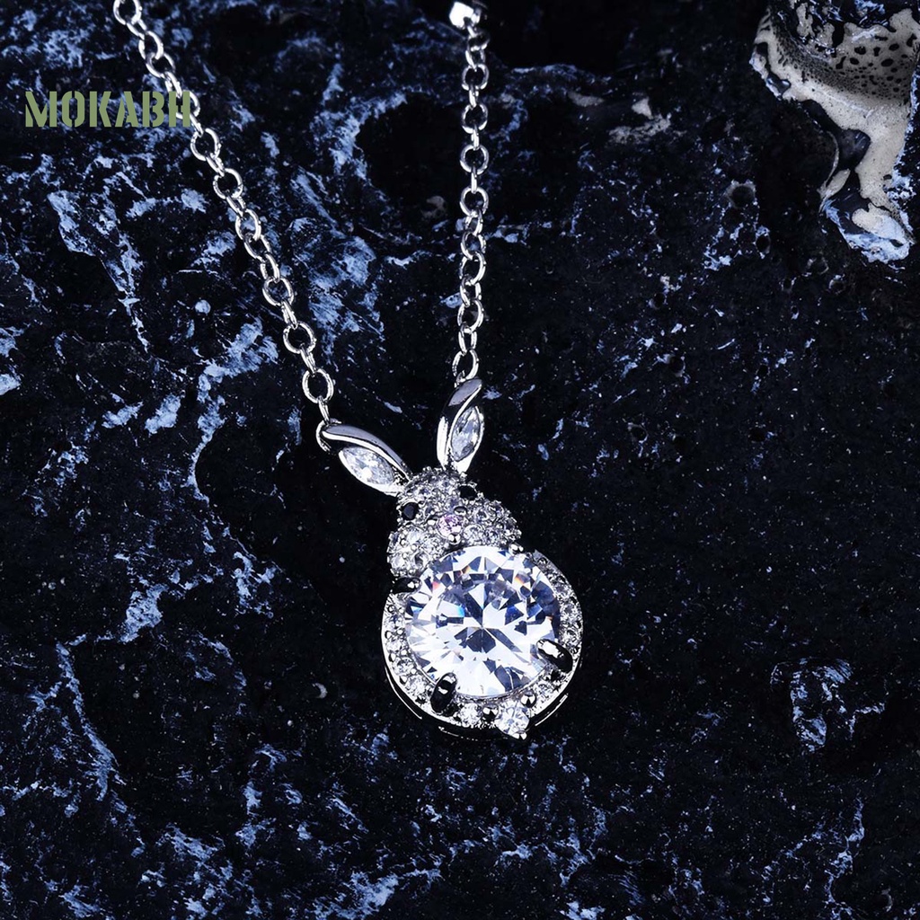 Vòng cổ Đồng Mặt Hình Thỏ Đính Đá Tinh Tế Thời Trang Cho Nữ