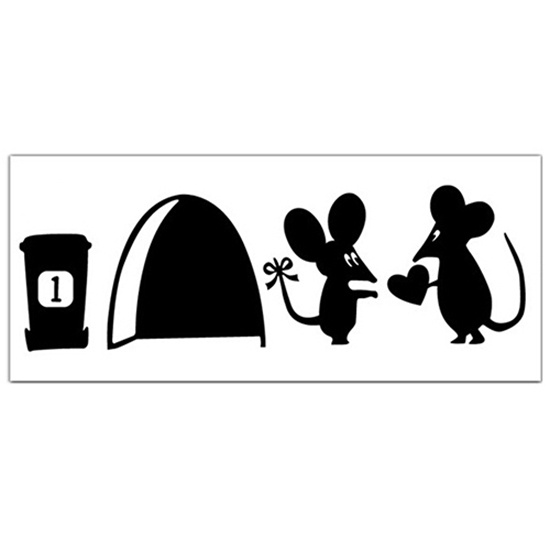 Miếng Dán Tường Trang Trí Hình Cặp Đôi Chuột Và Trái Tim Dễ Thương