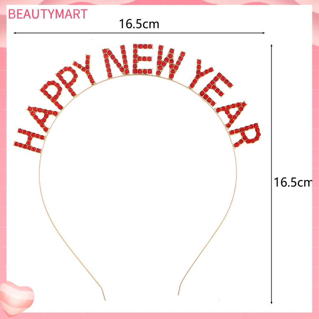 Băng Đô Cài Tóc Co Giãn Chống Trượt Đính Đá Lấp Lánh Mừng Năm Mới