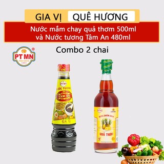 Nước mắm chay phan thiết mũi né trái thơm 500ml và nước tương đậu nành 480ml gia vị quê hương