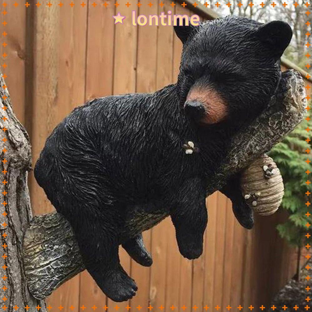 Tượng Gấu Đen Bằng Nhựa Resin Treo Cây Trang Trí Sân Vườn
