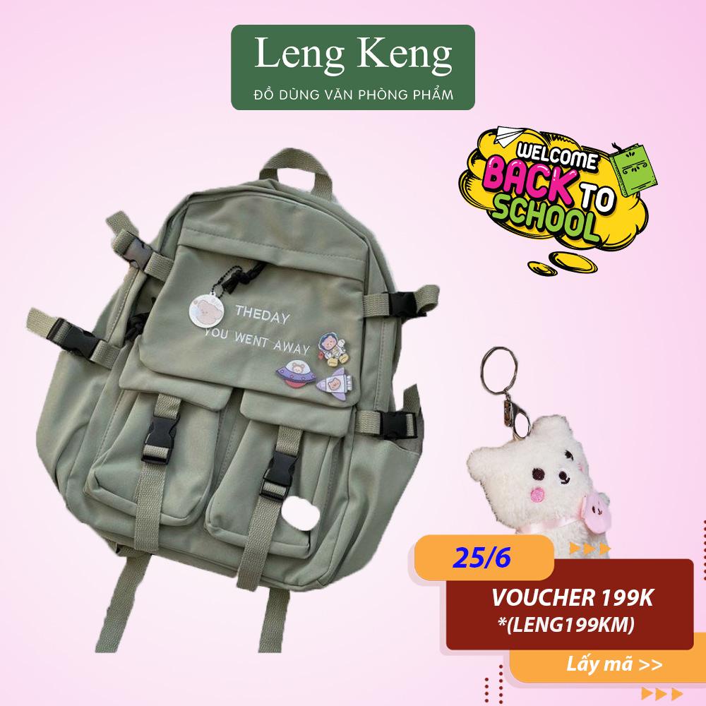 Combo quà tặng balo chống nước và móc khóa gấu bông Leng Keng siêu dễ thương