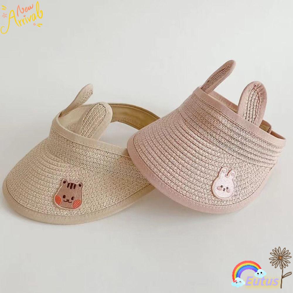 EUCA Mũ Cói Hở Chóp Họa Tiết Hoạt Hình Thời Trang Mùa Hè