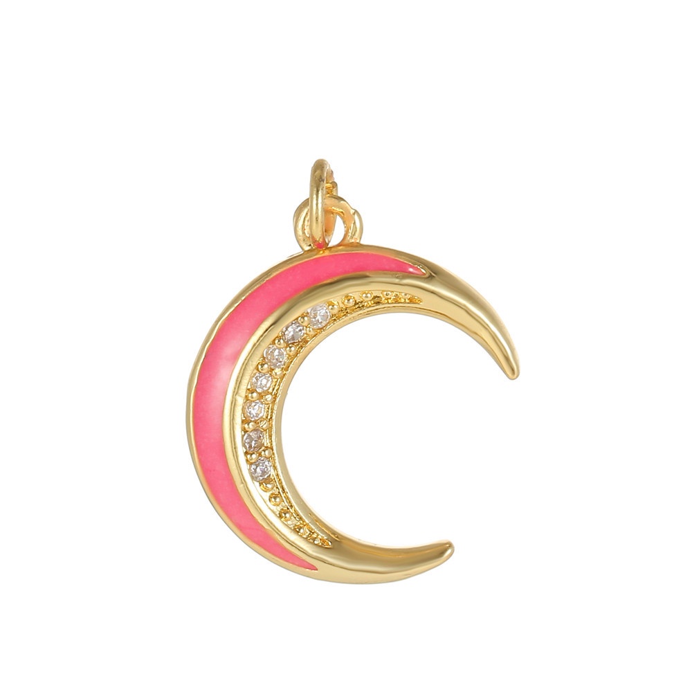 Mặt Dây Chuyền Mạ Vàng Đính Đá Zircon Hình Mặt Trăng Nhỏ Bảo Quản Trang Sức Thủ Công DIY