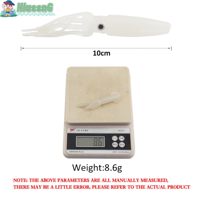 10 Mồi Giả Câu Cá Hình Mực Phát Quang 10.5cm / 8g