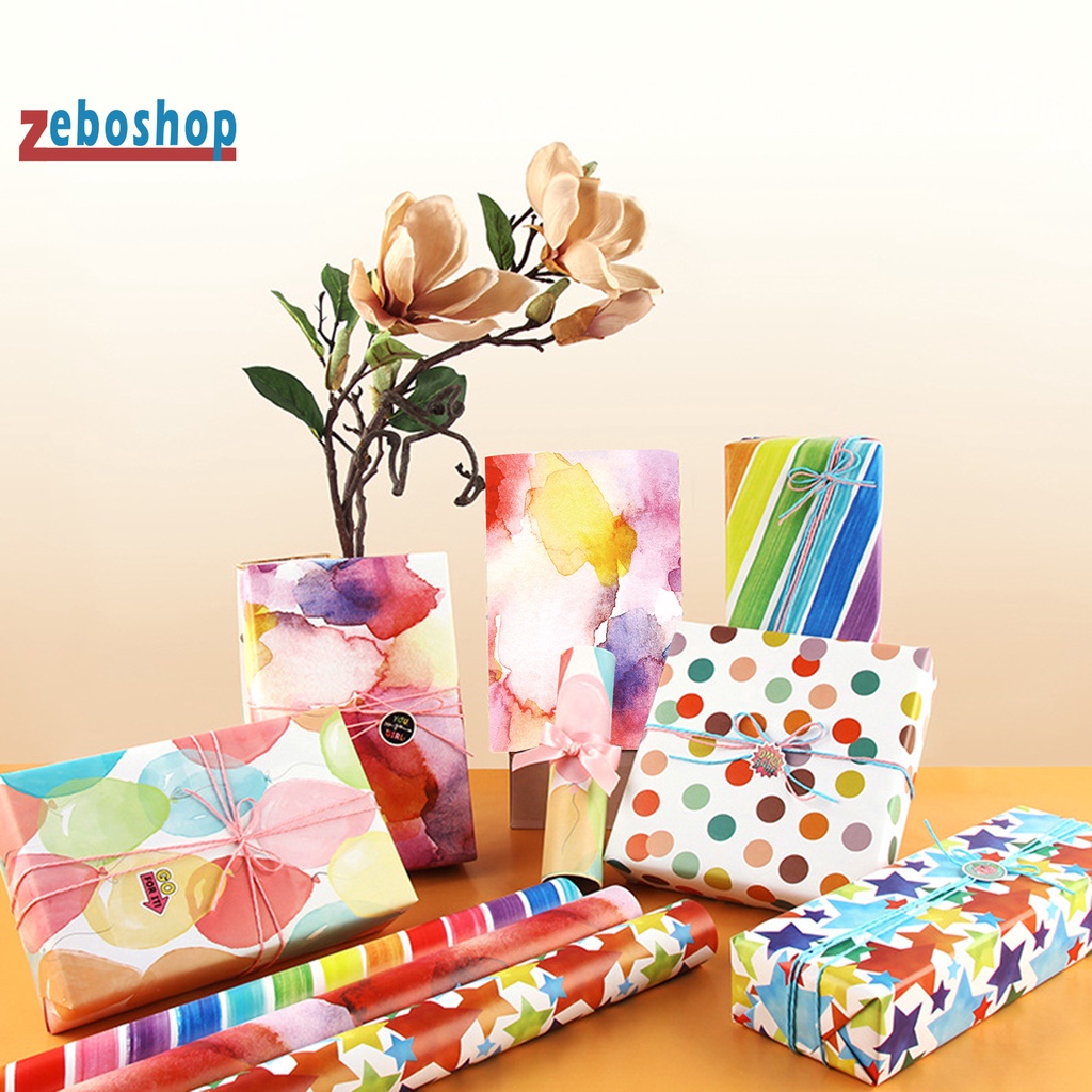[ZEBO] 6 Tờ Giấy Quấn Họa Tiết Sọc Cầu Vồng Thân Thiện Với Môi Trường Dễ Dàng Gấp Lại Cho Ngày Nhà Giáo