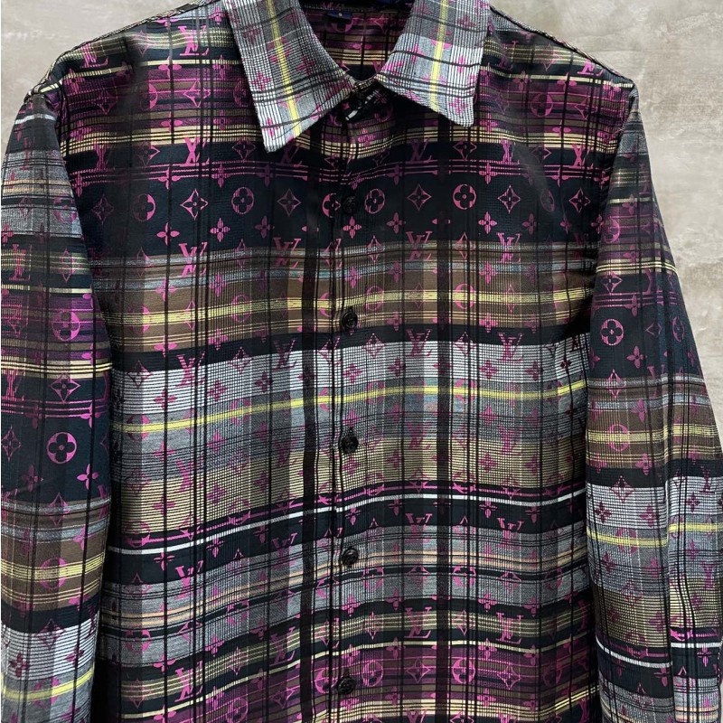 Áo Sơ Mi Unisex Tay Dài Sọc Caro Đỏ Đậm In Logo Chữ Cái Đầy Màu Sắc L888V Tky6U5