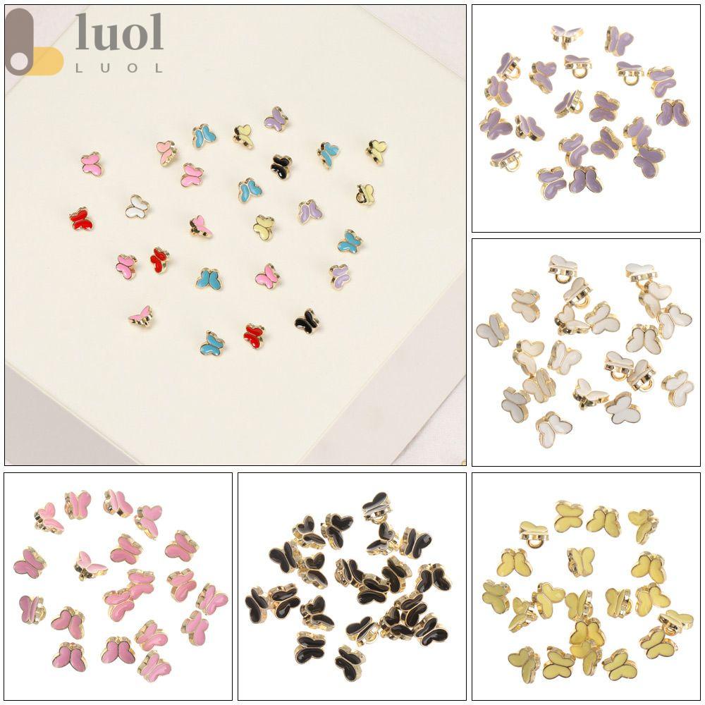 LUOL Set 20 Nút Mini Hình Bướm Dễ Thương Trang Trí Quần Áo Búp Bê