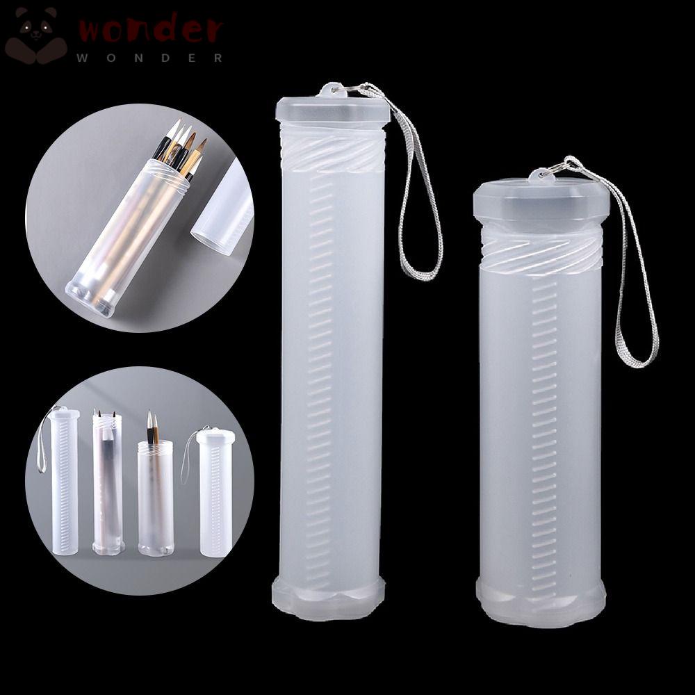 Set 2 Hộp Đựng Cọ Vẽ Bằng Nhựa Trong Suốt Hình Trụ Tiện Dụng Cho Trường Học / Văn Phòng