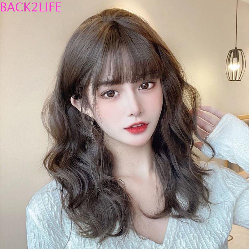 BACK2LIFE Bộ Tóc Giả Kiểu Bob Dài Trung Bình Màu Nâu Ngọt Ngào Cho Nữ
