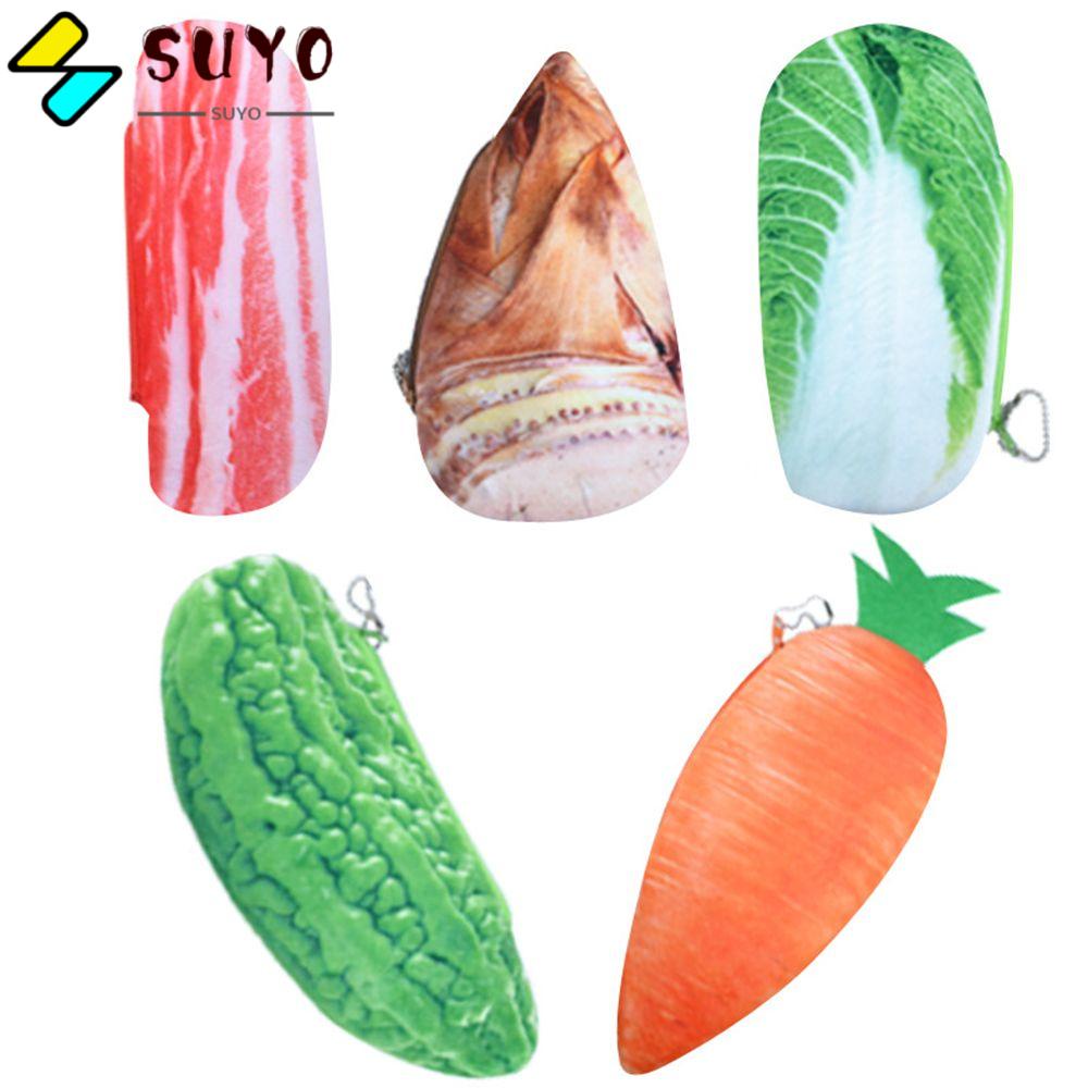 SUYO Túi Đựng Bút Chì / Tiền Xu Phủ Lông Hình Rau Củ Quả Dễ Thương Cho Học Sinh