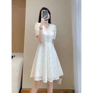Thời Trang Phiên Bản Hàn Quốc Đầm Nữ Thanh Lịch Mùa Hè Phong Cách Mới Cao Cấp Cảm Giác Trắng Tay Ngắn Cổ Chữ V Nẹp Mỏng Hơn Nhìn Celeb