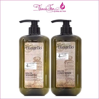 Dầu gội xả siêu mượt cho tóc khô hư tổn Dangello Keratin 800mlx2 - chính hãng